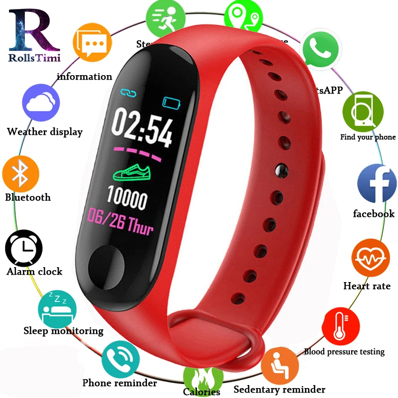 

RollsTimi Men's Smart Wristband Waterproof Women Blood Pressure Smart Bracelets Fitness Tracker Sports Smart Watches IOS Android