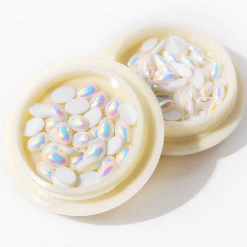

1 Box White AB Stones Nail Rhinestones DIY Manicure 3D Flatback Nail Pearls Nail Art Decorations Nail Beads Accessories NP899