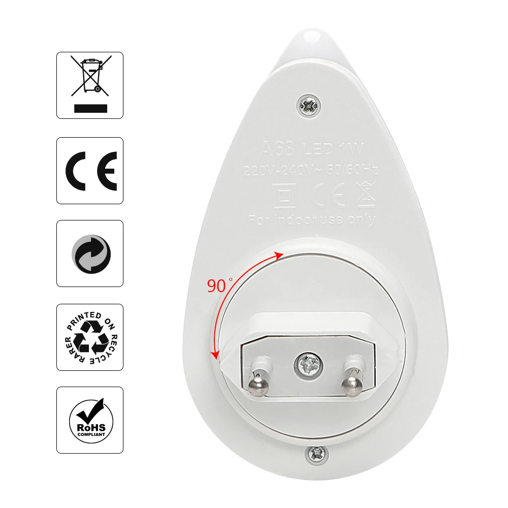 ITimo лампа для детской спальни светодиодный ночник Smart Light сенсор розетки лампы капли воды форма 1 Вт ЕС Plug 90 градусов вращения
