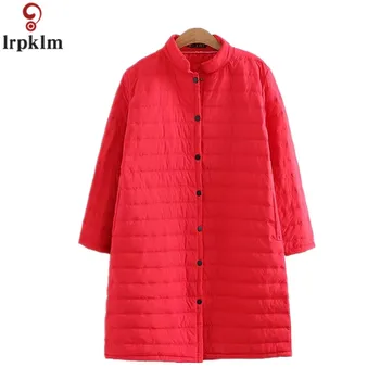 

Women Winter Jacket Long Plus Size 4XL Loose Coats Stand Collar Button Long Coat Cotton Padded Thick Jacket Female 2018 CH632