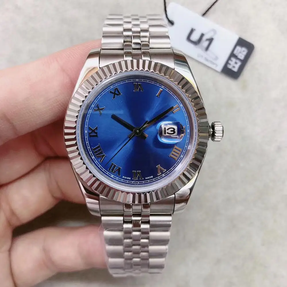 

Datejust Blue Rome Silver 316L Stainless Steel 41MM Automatic Mechanical Wristwatches Presidential strap Cal.2813 Men Watch