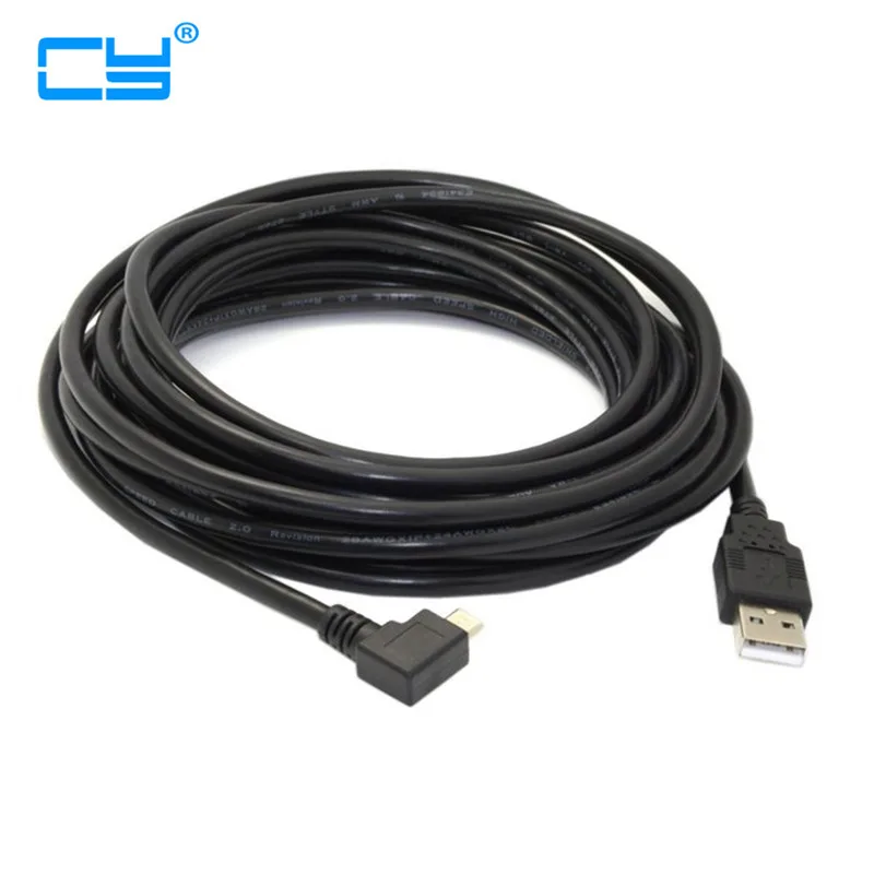 Супер длинный 5 м правый 90D Угловой Micro Usb 2A зарядный кабель для Samsung HTC Huawei XiaoMi