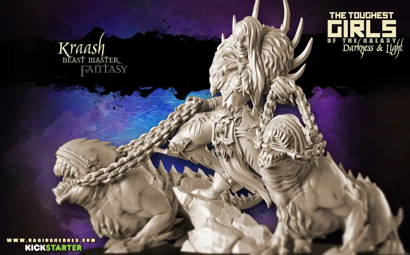 [Loong Way Miniatures] Бушующие герои крааш Beastmaster (DE Fantasy) 35 мм Полимерная