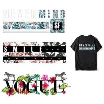 

Summer Hot Fashion Letter Patches For Clothing DIY Washable Women T-shirt Iron-On Transfers Applique Decoration Flower Patch Set