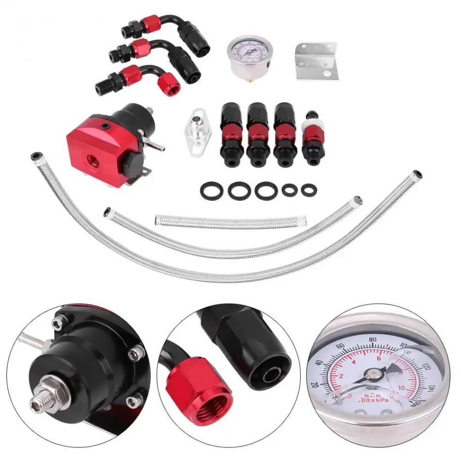 

Fuel Pressure Regulator Oil 160psi Gauge AN 6 Fitting End Universal Auto Parts Adjustable