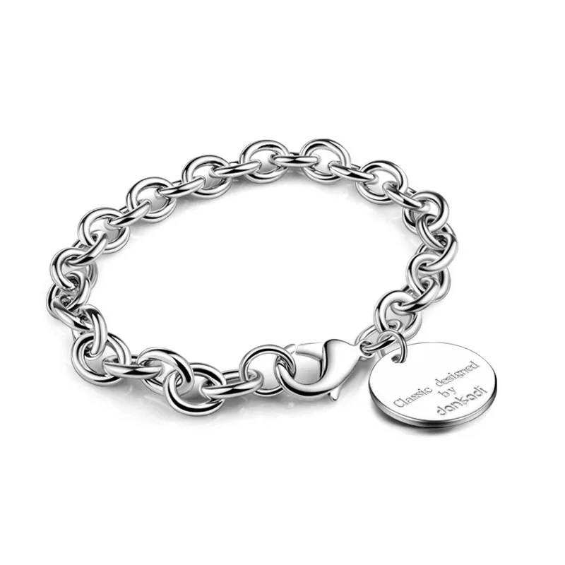 

Hot selling brand sterling silver jewelry Fashion solid 925 silver round pendant bracelet. Wholesale women classic bracelet gif