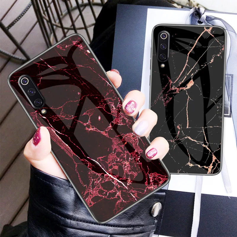 Luxury For Xiaomi Redmi Note 7 5 Plus 4 4X 6 Pro 6A S2 Case Marble 9 SE 8 Lite 5X 6X A2 MAX3 Pocophone F1 Cover Glass |