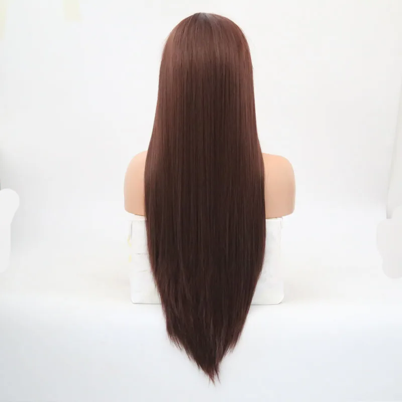 Харизма коричневый Синтетические длинные прямые волосы на кружеве парики без клея для женщин натуральные волосы 150% Плотность