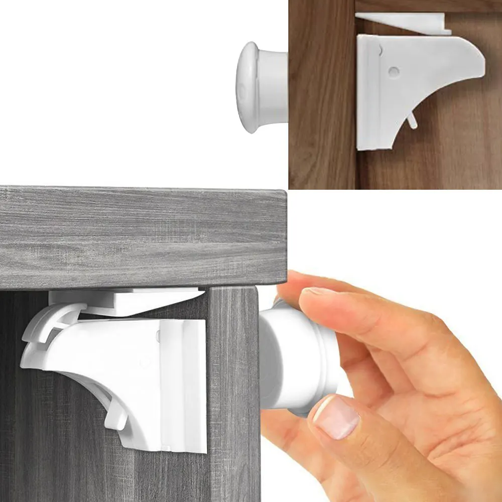 4 Locks+1 Key Magnetic Lock Child Protection Baby Safety Lock Drawer Latch Cabinet Door Locks Infant Security Magnetic Locking