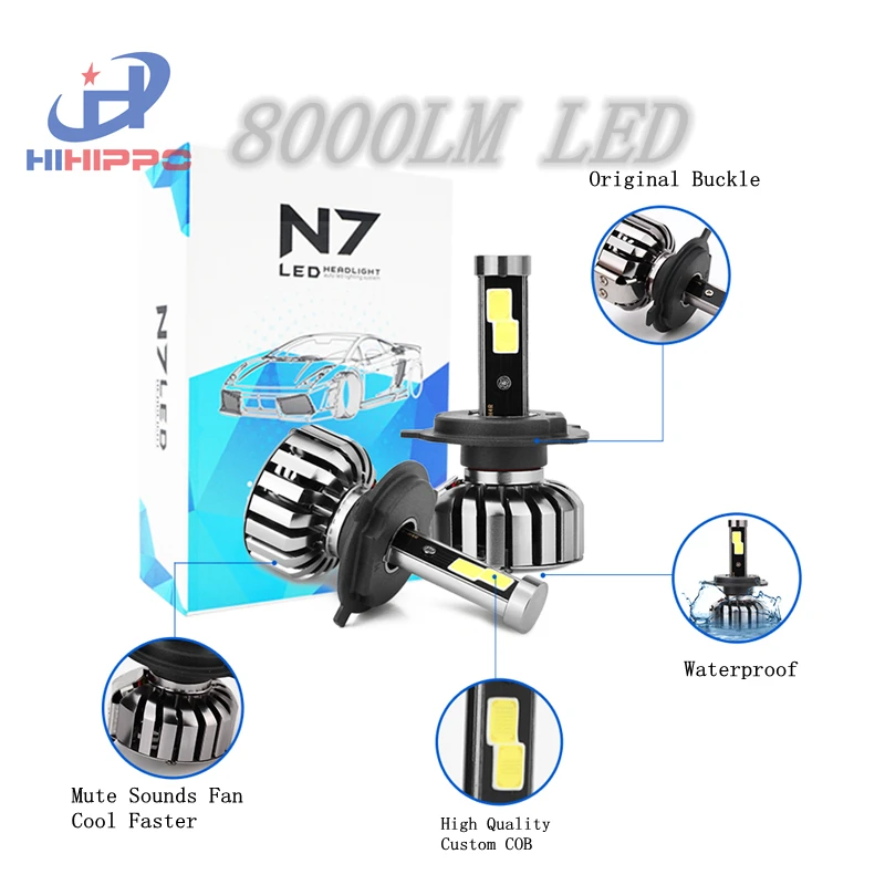 Hihippo 2 шт. h13/9008 9004/HB1 9007/HB5 Hi/lo водить автомобиль Фары для авто Лампы мотоциклов 80 вт