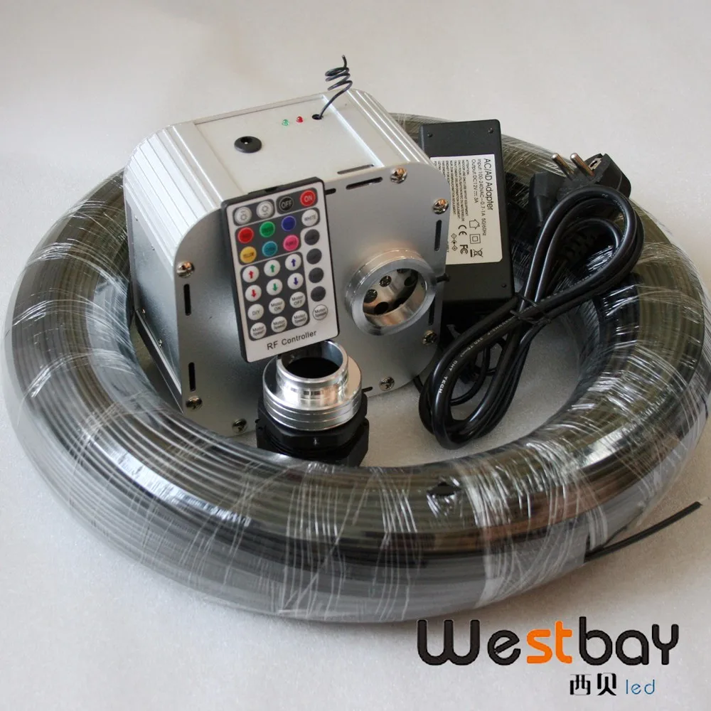 32W Twinkle RGB led fiber ceiling light+2.5mm 250M black PE coating optic fiber