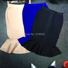 Новое поступление года, Высококачественная обтягивающая юбка-карандаш с рифленым подолом синего и черного цвета HL0862