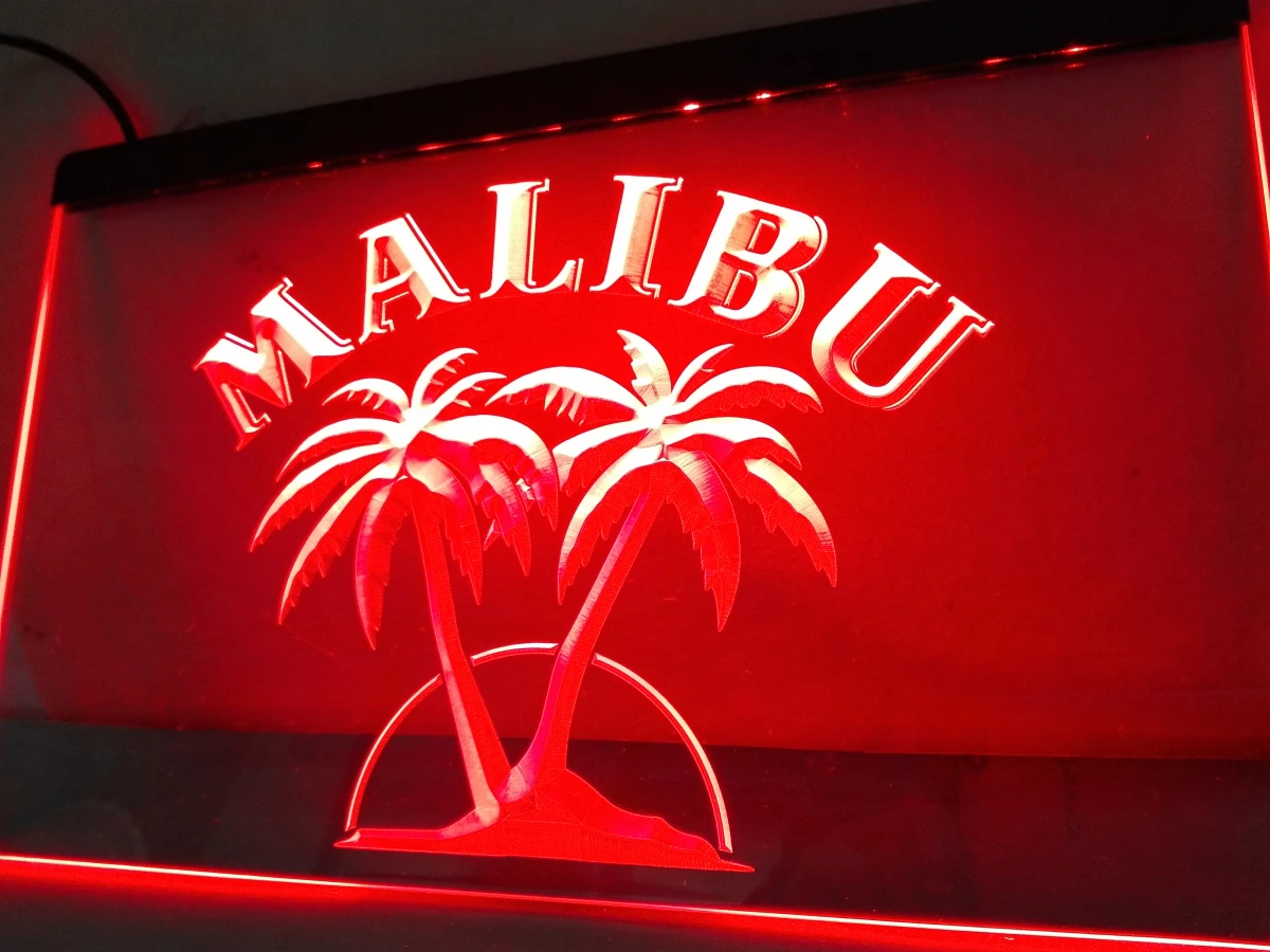 LE191-Malibu Rum Bar Pub светодиодный неоновый свет Знак Домашний Декор ремесла