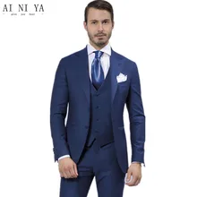 Темно-синий 3 предмета Нарядные Костюмы для свадьбы для Для мужчин шаль нагрудные Женихи Для мужчин Смокинги для женихов Костюмы Slim Fit женихов Для мужчин костюм(куртка+ брюки для девочек+ галстук+ жилет