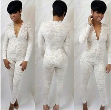 white long sleeve lace jumpsuit