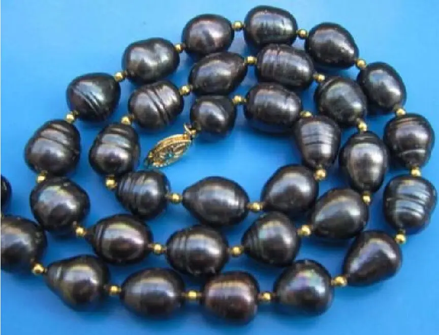 

Free shipping >>>>>HOT SELL 11-13MM SOUTH SEA BLACK DROP PEARL NECKLACE GOLD