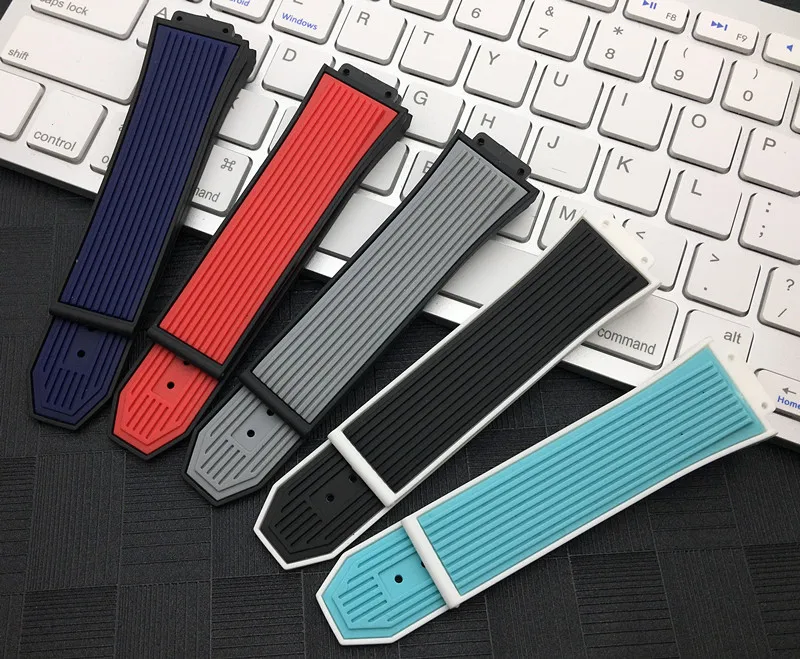 

Top brand quality two tone Silicone Rubber belt For Hublot strap for big bang Men Watchband 26*17mm with buckle Watch band tools