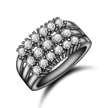 Fashion new design black gold color ring with zircon for women luxury charm style top brand jewelry christmas gift