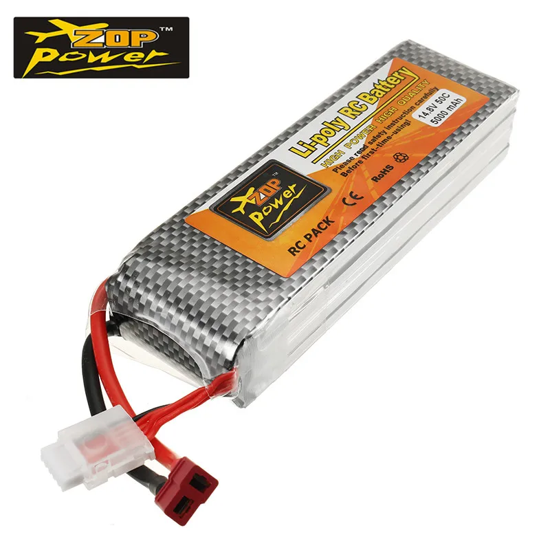 

ZOP Power 14.8V 5000mah 50C 4S Lithium Lipo Battery T Plug chargeable for RC Quadcopter FPV Racing Drone Car Boat DIY Multirotor