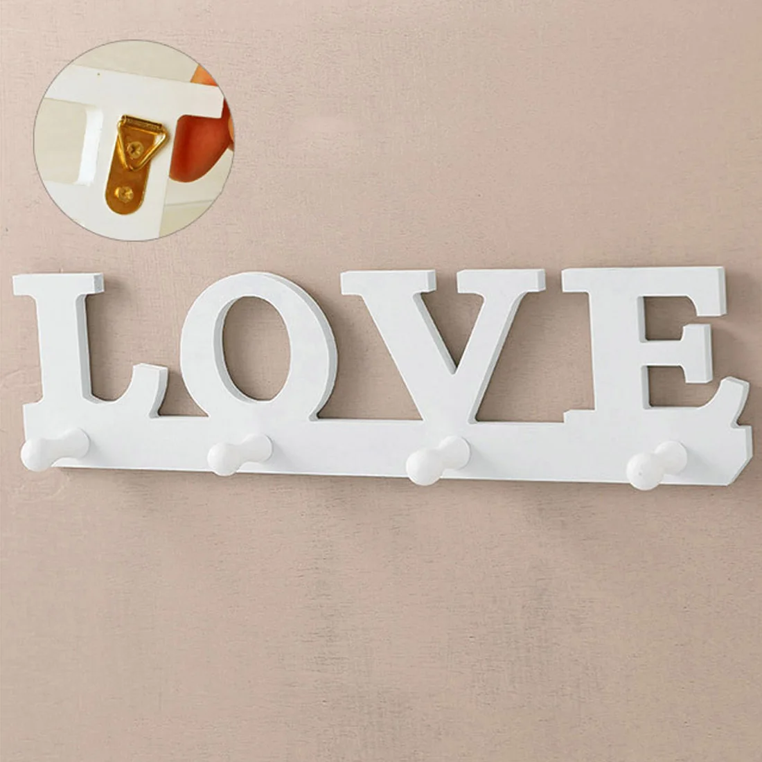 

White Love Hat Keychain Clothes Bag Robe Hanging Screws Ledges Door Bathroom Retro Home Decor Hanger Keychain Wall Hook