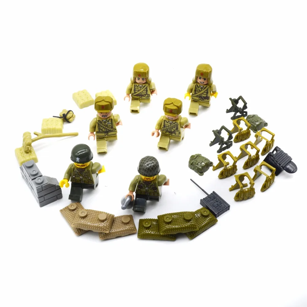 6PCS Custom WW2 World War 2 Asian Army Soldiers Building Toys Set,DIY