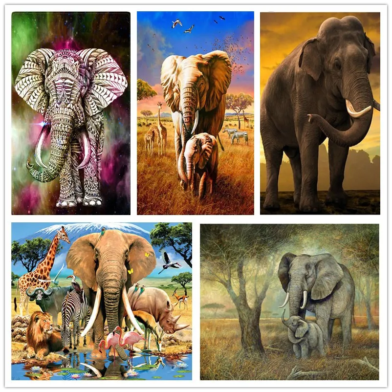 Kindes DIY Elephant-Pattern Rhinestone Painting Home Living Room Decor Cross-Stitch