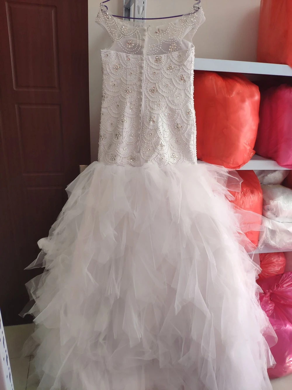 Fansmile Новое Африканское кружевное свадебное платье Русалочки с бисером индивидуального размера плюс свадебное платье Vestido De Noiva FSM-549M