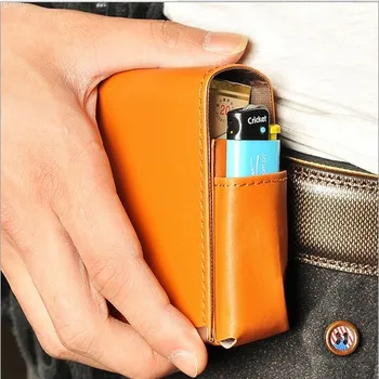 

Pu Leather Cigarette case Portable for Belt Cigarette Pouch For Cigarette Box and Lighter Brown/Black