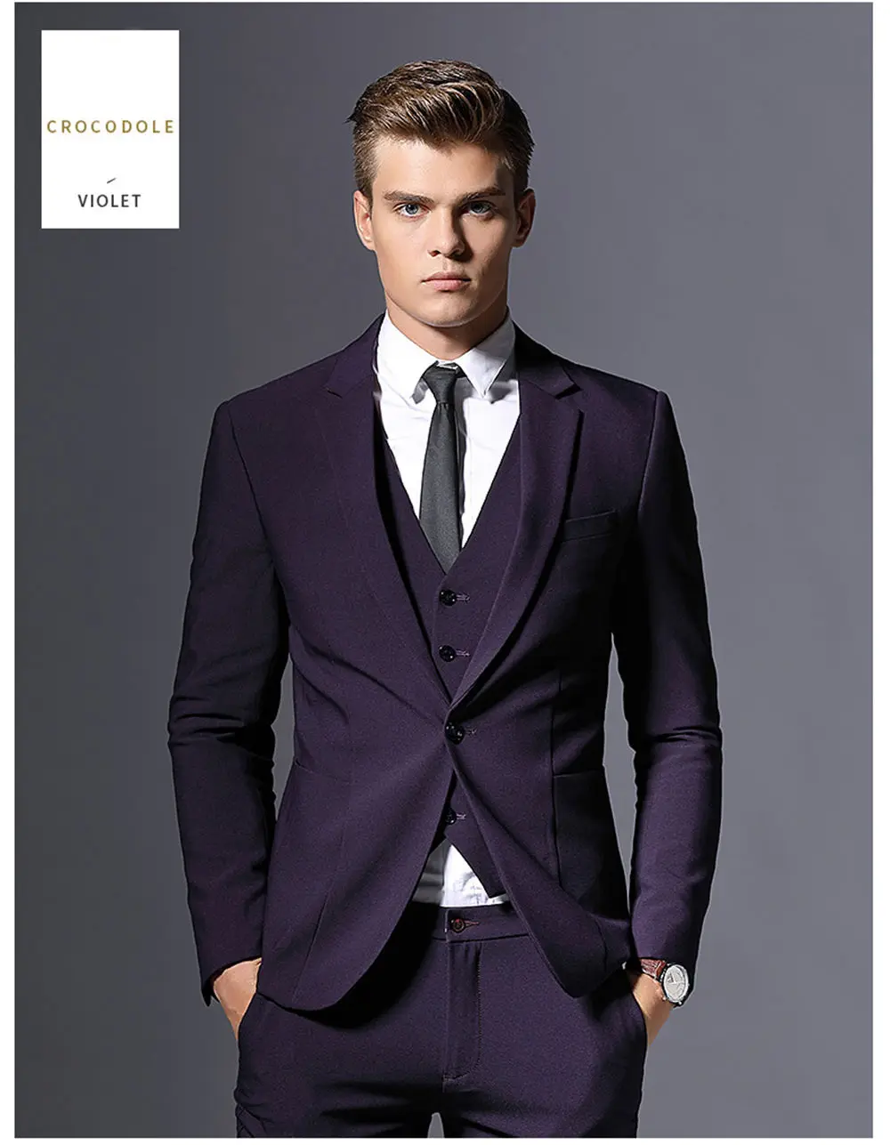 2018 Slim Fit Viola Scuro Tuxedo abiti da Uomo Abito Da Sposa 3 Pezzo  (Jacket + Pants + Vest) Affari Uomo vestito Costume Homme|costume  homme|costume homme businessmen wedding dress - AliExpress