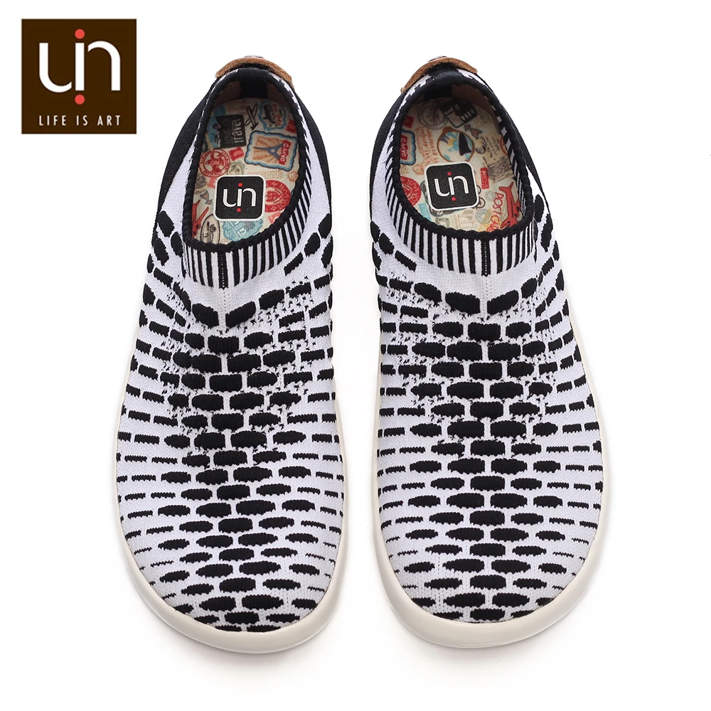 UIN Sicily 2 Design Knitted Casual Shoes for Men Black/White Colors ...