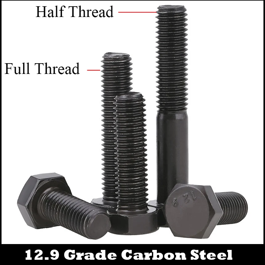 

M8 M8*35/40/45/50 M8x35/40/45/50 12.9 Grade DIN933 Black Alloy Steel Full Thread Bolt External Hex Hexagon Head Screw