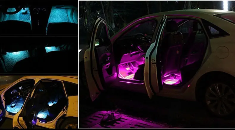 Для внутреннего оформления автомобиля неоновый свет Светодиодные разного цвета RGB голосовой датчик Звук Музыка Управление Декор лампа освещение автомобиля Стайлинг
