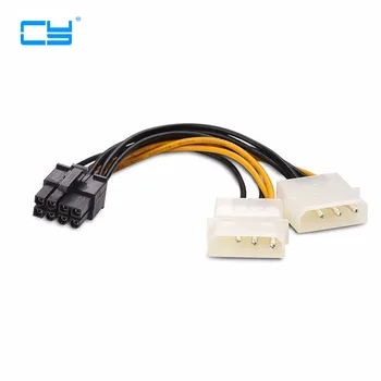 

10pcs 6 inch 2 x Molex 4 pin to 8-Pin PCI Express Video Card Pci-e ATX PSU Power Converter Cable - Molex to Pcie 8 pin Adapter