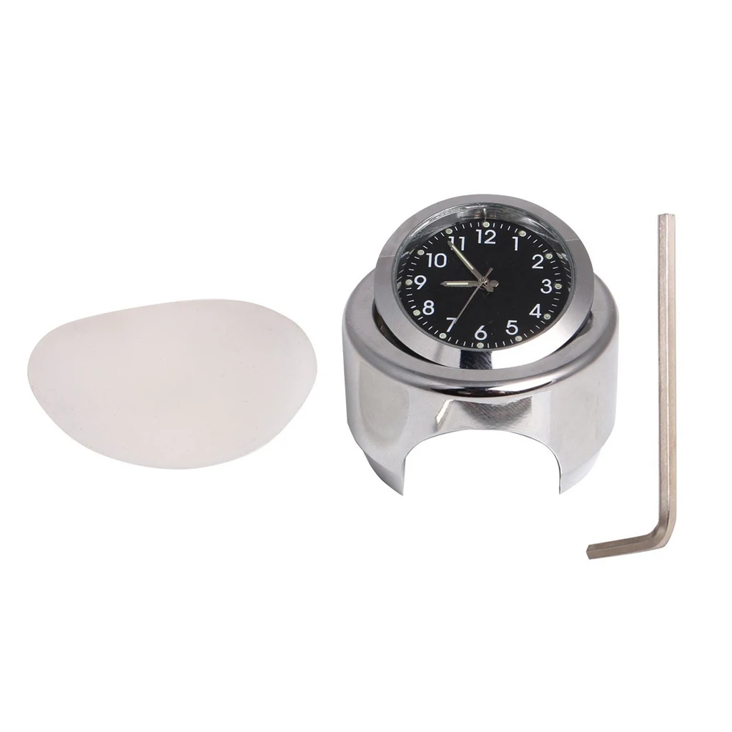 

7/8" 1" Motorcycle Handlebar White Dial Clock Temp For Honda Cruiser Chopper