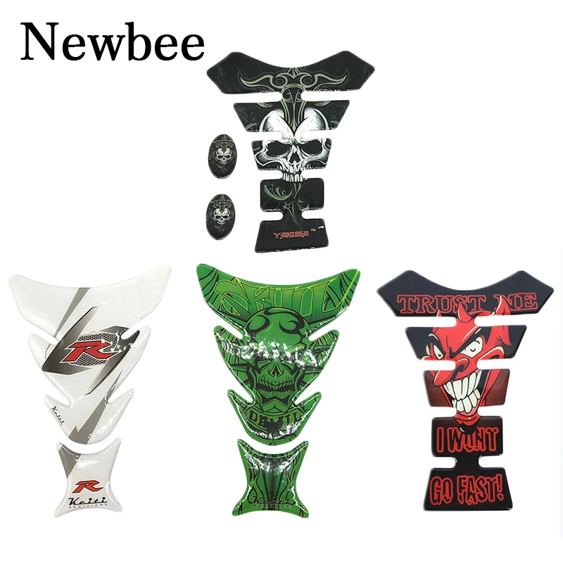 

Newbee Funny Cool 3D Motorcycle Decal Gas Oil Fuel Tank Pad Protector Skull Racing Car Sticker For Yamaha Honda Suzuki Kawasaki