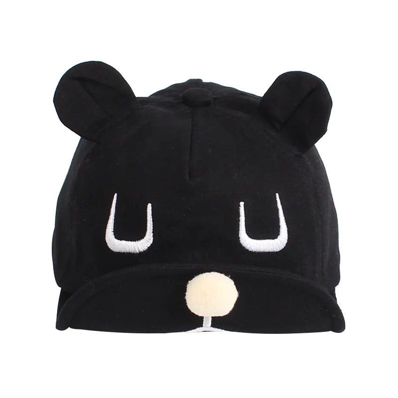 Soft Baby Baseball Cap Bear Ears Baby Hat  Cotton Autumn Infant Cap For Boys Girl Solid Cartoon Sun Hat Black Pink Gray Kids Cap (16)