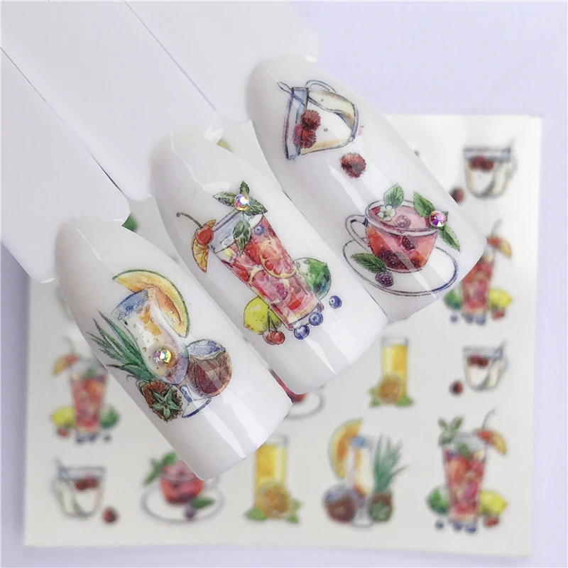 

1 Sheet Summer Series Nail Water Decals Flower Fruit Pattern Tranfer Sticker Flamingo Pineapple Mermaid Nail Art Decoration