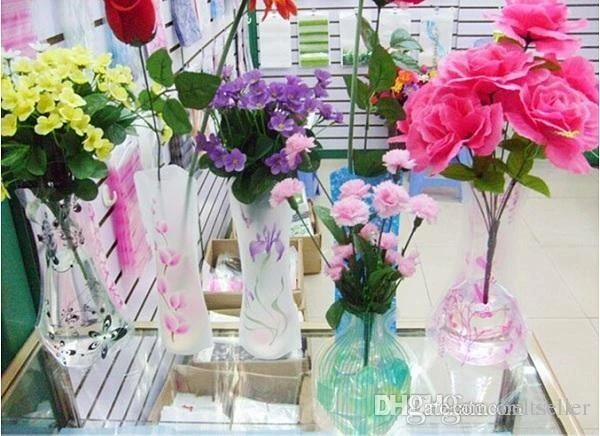 折りたたみ式pvc花瓶 プラスチック製花瓶 家の装飾 混合注文 27x12cm 300個 送料無料 Folding Flower Vase Foldable Plastic Vasevase Pvc Aliexpress