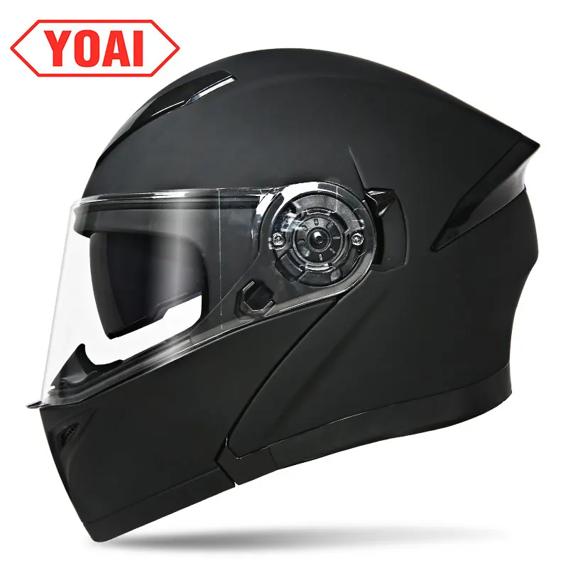 YOAI moto rcycle шлем двойной vsior анфас мото шлемы Filp Up Casco Racing Capacete с внутренним солнцезащитным козырьком - Цвет: 1