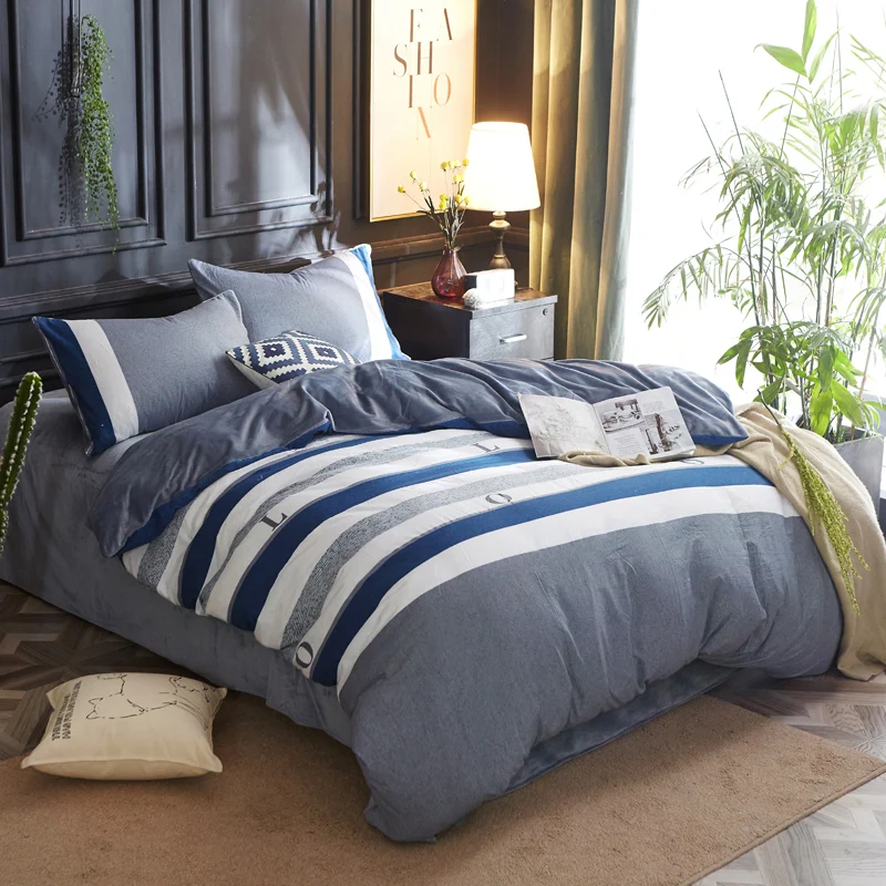 4 queen beds, gray, white, blue, luxury bedding; Hotel beds; Crystal