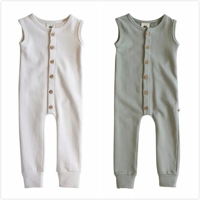 

Owligbaby 2018 new autumn round neck sleeveless simple Siamese baby romper Ready Stock
