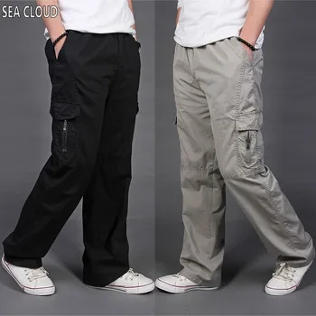 

82 Free shipping Summer thin loose casual trousers male plus size long trousers 100% cotton straight pants overalls L-6XL