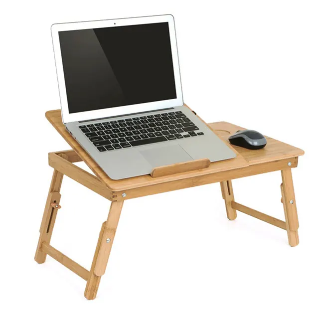$US $16.79  Actionclub Nature Bamboo Laptop Table Simple Computer Desk With Fan For Bed Sofa Folding Adjustable