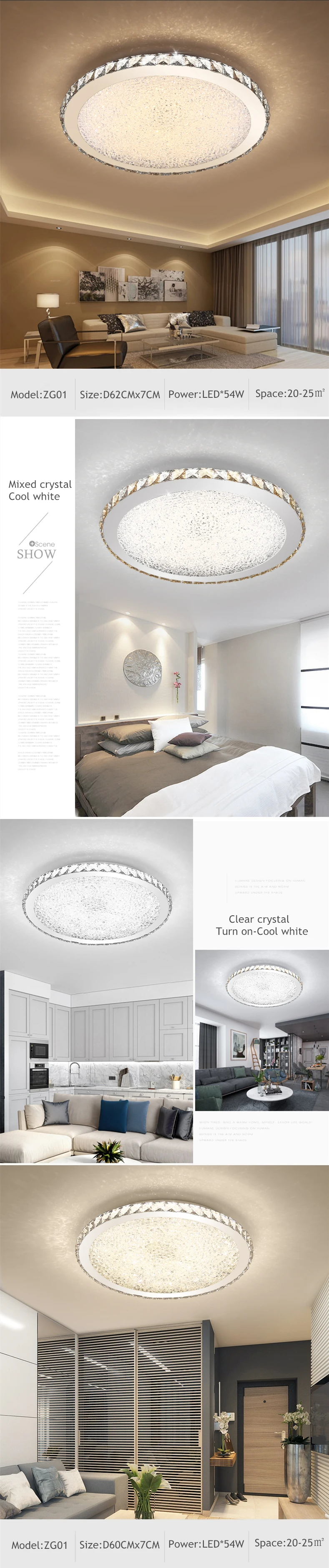 Modern K9 Crystal LED Flush Mount Ceiling Lights Fixture Mixed crystal Home Ceiling Lamps for Living Room Bedroom Kitchen