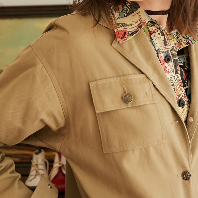 UNIFREE Spring 2018 new women's lapel embroidery patch casual overallsUDC183P005 Jumpsuits and Playsuits