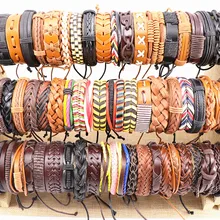 100 шт./лот, винтажные мужские манжеты ручной работы, кожаные плетеные ювелирные браслеты, браслет на запястье для женщин