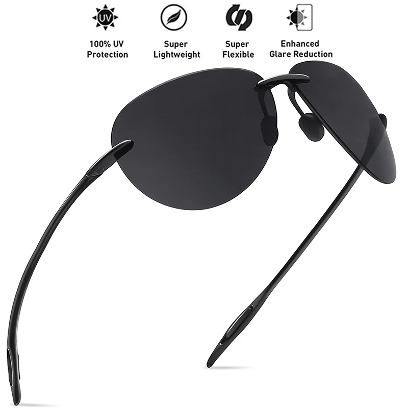 

JULI Classic Sports Sunglasses Men Women Male Driving Pilot Rimless TR90 Ultralight Frame Sun Glasses UV400 Gafas De Sol MJ8008