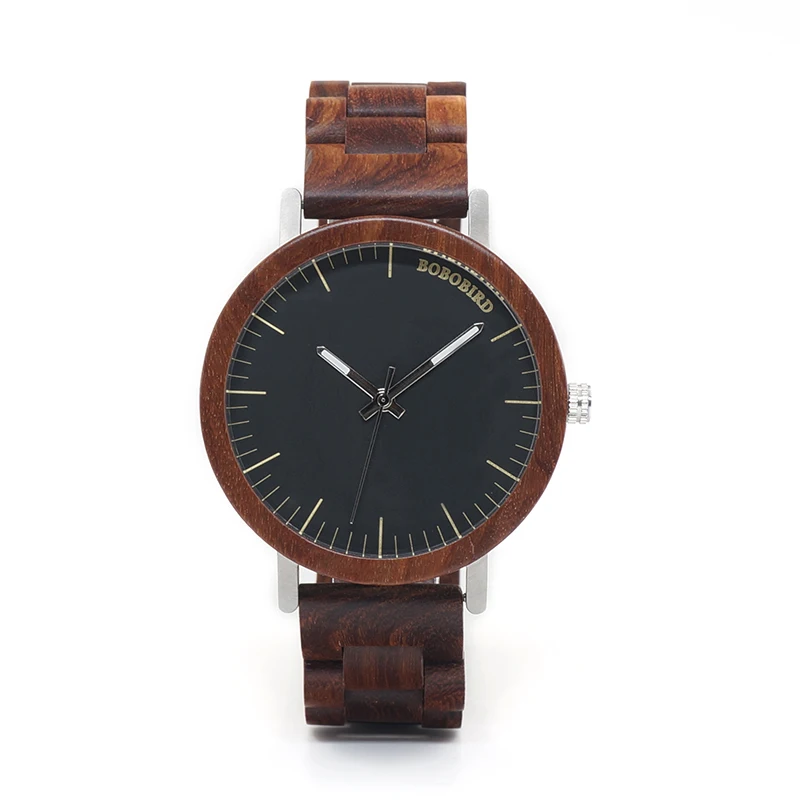BOBO BIRD WM16 2017 Newest Brand Design Rose Wooden Watch for Men Cool Metal Case Wood Strap Quartz Watches Luxury Unisex Gift