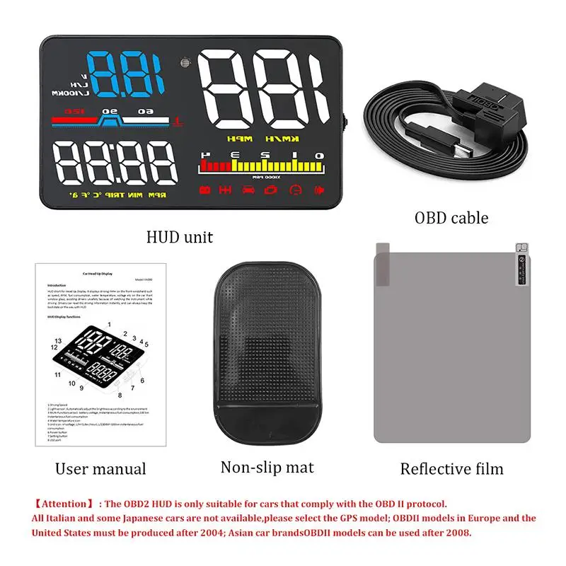 OBD2 D5000 Hud автомобильный проектор на лобовое стекло, проекционный спидометр, автосигнализация, OBD OBDII, дисплей на голову