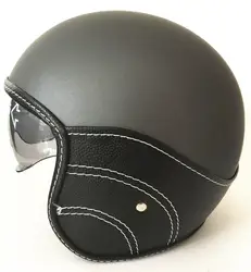 Черный Взрослый Открытый уход за кожей лица половина кожаный шлем Harley мото мотоциклетный Винтаж мотоцикл Vespa